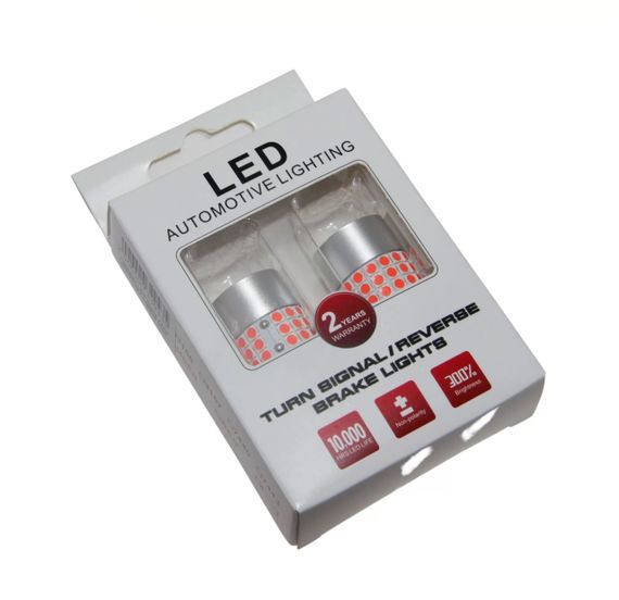 Комплект світлодіодних ламп LED Qline 7443 (W21/5W) Red CANBUS (2 шт.) | Зображення 1