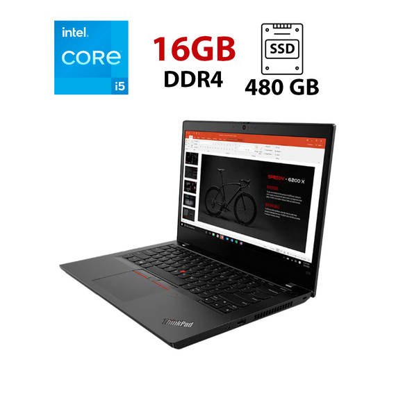 Ультрабук Lenovo ThinkPad L14 Gen 1 / 14" (1920x1080) IPS / AMD Ryzen 5 Pro 4650U (6 (12) ядер по 2.1 - 4.0 GHz) / 16 GB DDR4 / 480 GB SSD / AMD Radeon RX Vega 6 Graphics / WebCam б/у