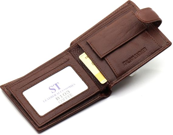 Коричневе чоловіче портмоне з натуральної шкіри з фіксацією ST Leather ST103 | Зображення 5