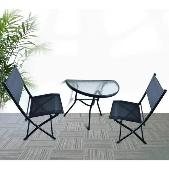 Стол садовый полукруглый стеклянный Bonro B-1913 черный для балкона террасы улицы 42400945 | Зображення 4