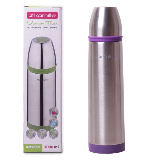 Термос фиолетовый 1000ml из нержавеющей стали