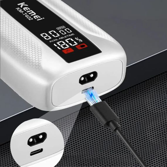 Бездротова електробритва для чоловіків, 1400 мА·год, від USB, Kemei T402, Сіра / Бритва акумуляторна/Електрична бритва/ Шейвер | Зображення 2