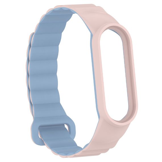 Ремінець Dual-color Magnetic для Xiaomi Mi Band 7/6/5/4/3 Light Pink / Lilac Blue | Зображення 2