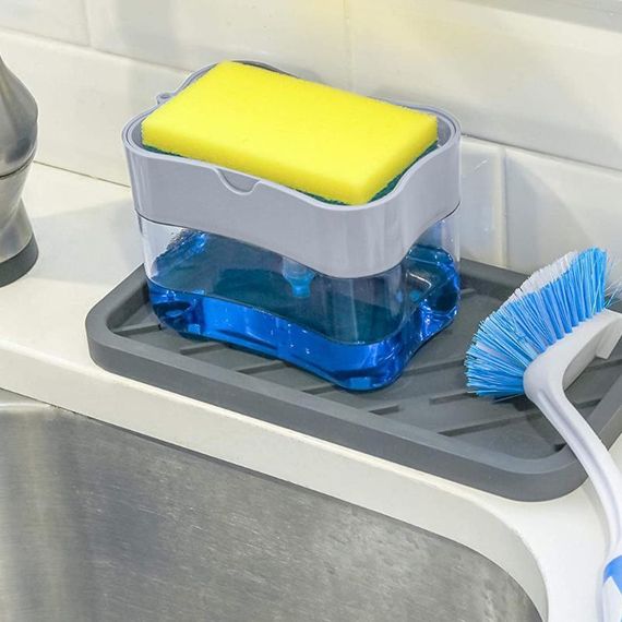 Органайзер для мочалок з мильницею та дозатором натискна Soap Pump Sponge Caddy | Зображення 1