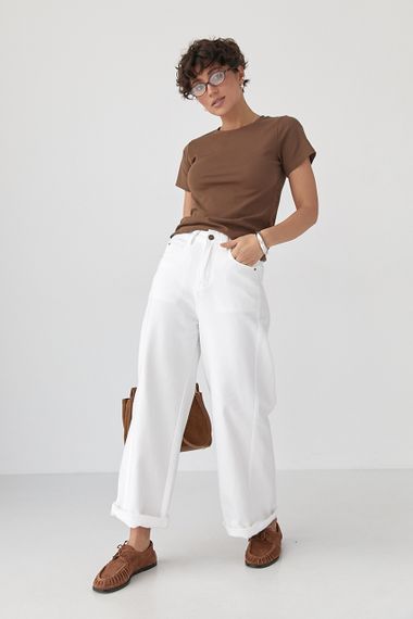 Жіночі білі джинси Palazzo - білий цвет, L (є розміри) | Зображення 2