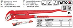 Ключ трубный трубний переставний 1,5"на 45° CrV l=415 мм YATO YT-2214