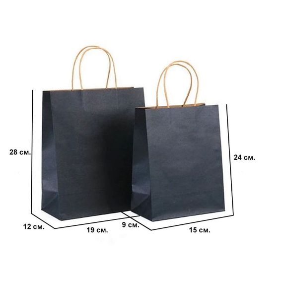 Паперовий крафт-пакет Babydoll 24х15х9 см. Чорний KP | Зображення 2