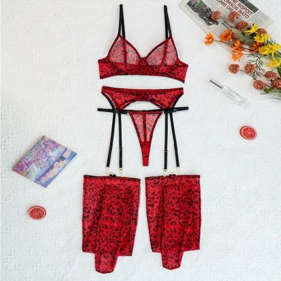 Сексуальна білизна "Red leopard", колір червоний, розмір М Sex Aura | Зображення 1