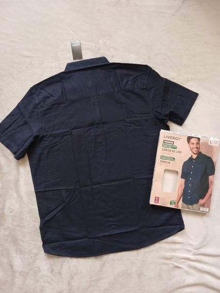 Чоловіча лляна сорочка з коротким рукавом р. L | Зображення 1