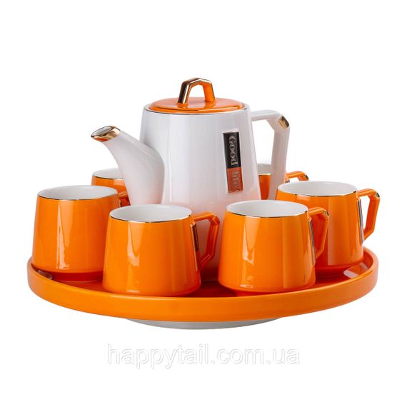 Чайный сервиз на 6 персон с фарфоровой подставкой Orange HP-15-27 | Зображення 7