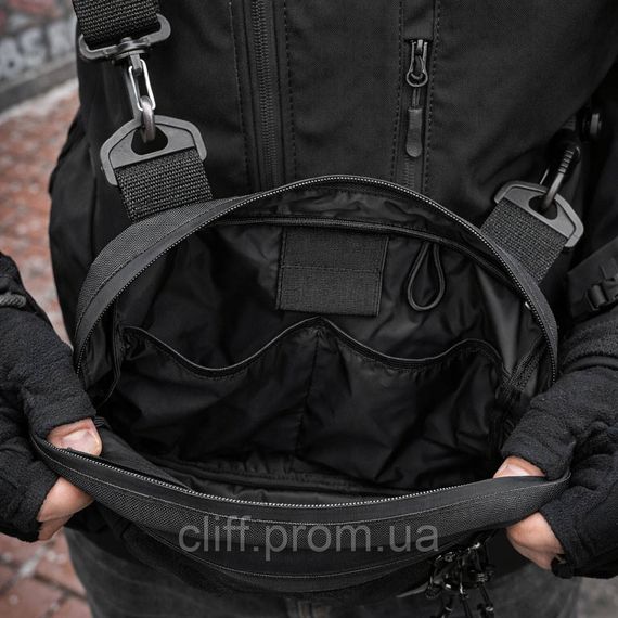Тактическая сумка-мессенджер через плечо Cordura 600D с патч-панелью и креплением под баллончик, черная | Зображення 4
