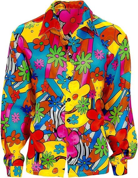 Хиппи рубашка мужская S яркая разноцветная карнавальная в стиле ретро 70-х для Хэллоуина карнавала корпоратива | Зображення 1