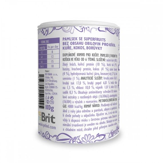 Ласощі Brit Care Superfruits Kitten д/кошенят від 6 тижнів з куркою кокосом та чорницею 100 г | Зображення 2