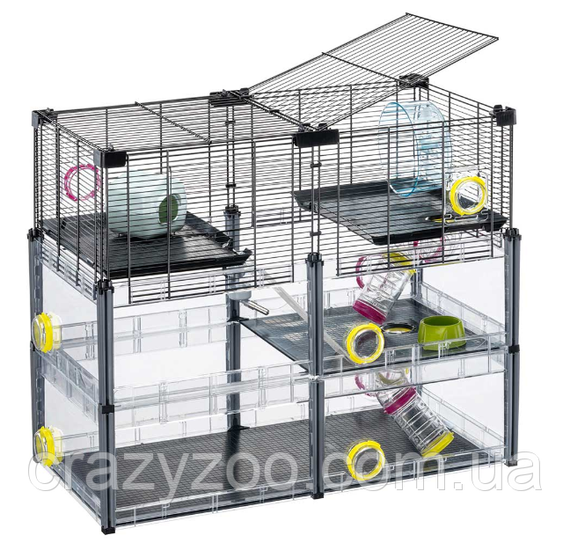 Модульна клітка для хом'яків та мишей Ferplast Multipla Hamster Crystal з аксесуарами чорна 72.5x37.5x62 см 57007617 | Зображення 3