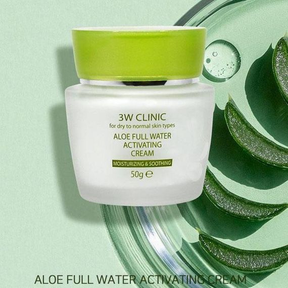 Крем для лица увлажняющий 3W Clinic Aloe Full Water Activating Cream (50 g) | Зображення 1