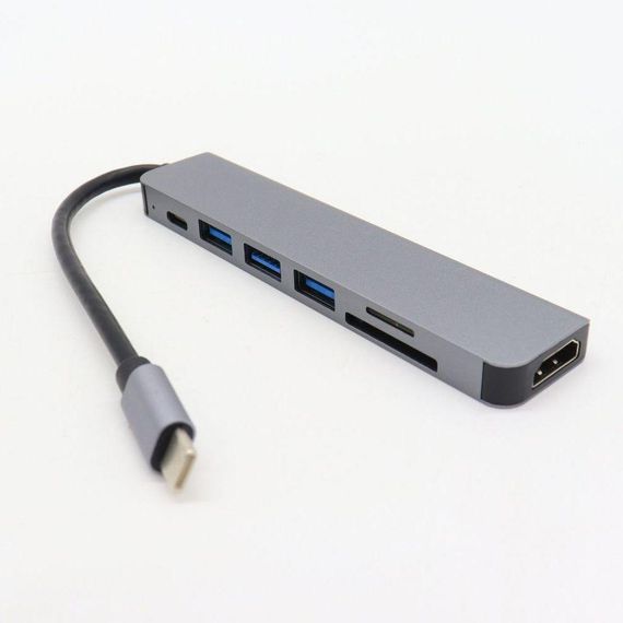 USB хаб концентратор 7в1 (Type-C to HDMI+SD+TF+3хUSB +PD) / Багатопортовий розгалужувач USB | Зображення 7