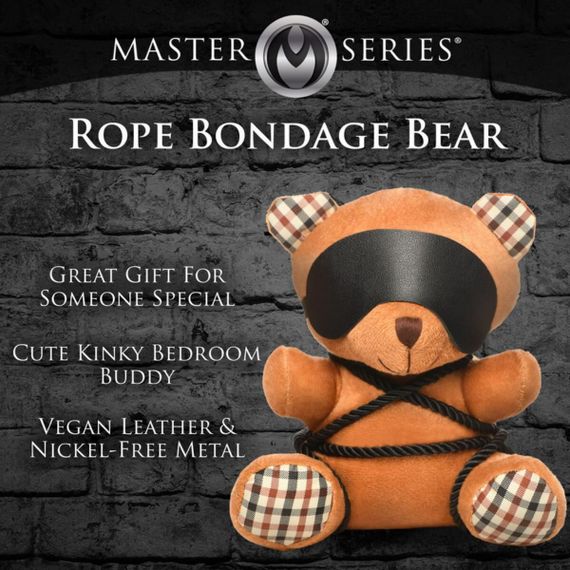 Плюшевый медвежонок ROPE Teddy Bear БДСМ в кожаной маске и обвязке, 22x16x12 см | Зображення 3