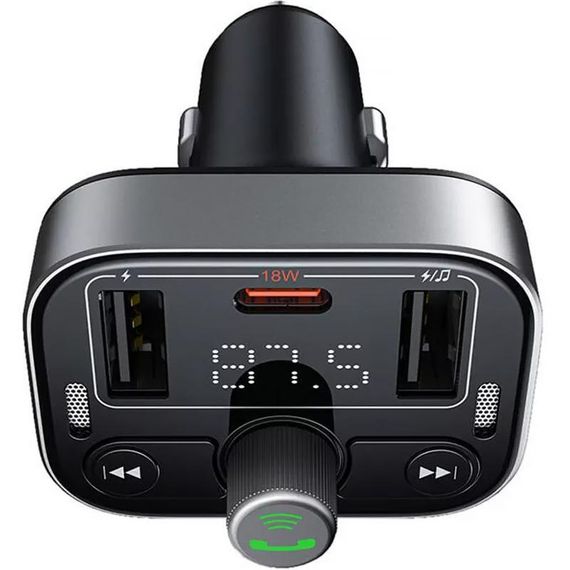 АЗП FM модулятор Baseus S-09 Pro Series 18W (2USB-A/1C) (C10762200113) Cluster Black | Зображення 1
