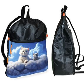 Рюкзак-мішок для взуття, спортивної форми з кошеням дитяча сумка для змінки з розширювачем (01253)