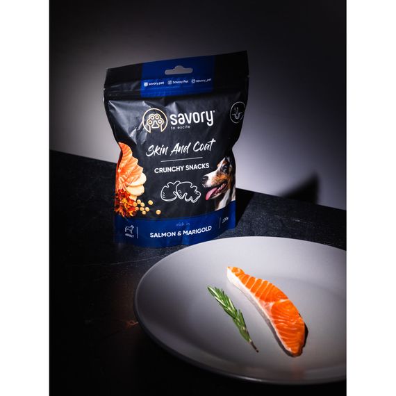 Хрусткі ласощі Savory Skin and Coat with Salmon and Marigolds для собак усіх порід для здоров’я шкіри та шерсті з лососем та | Зображення 6