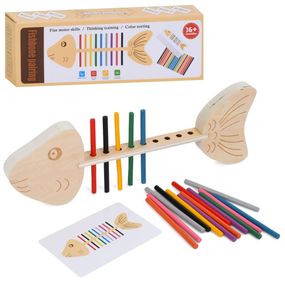 Деревянная игрушка сортер "Рыба" MD 0746 цветные палочки