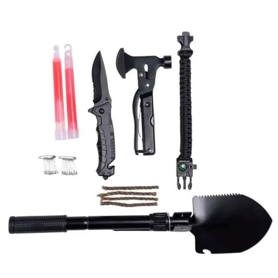 Туристический набор инструментов для выживания 21х15х12 см походный набор с аптечкой и лопатой Lugi HP-D-5 | Зображення 3