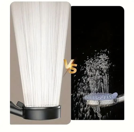 Черный термостойкий душевой набор: насадка для душа с 5 настройками распыления, шланг и держатель | Зображення 4