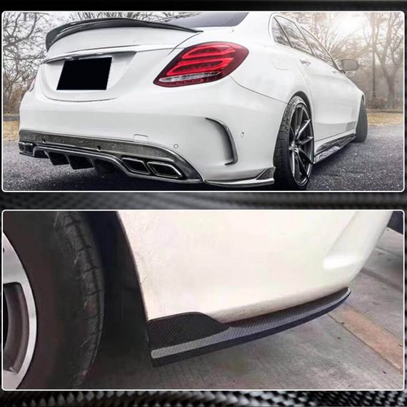 Накладки на задній бампер Flap (для SD C43/C63 AMG 2015-2019, Карбон) для Mercedes C-сlass W205 рр | Зображення 2