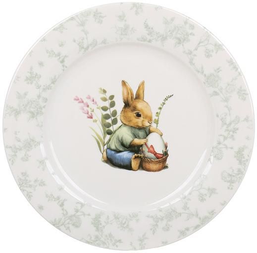 Набір 6 тарілок порцелянових "Floral Green. Великодній Кролик" Ø19см | Зображення 2