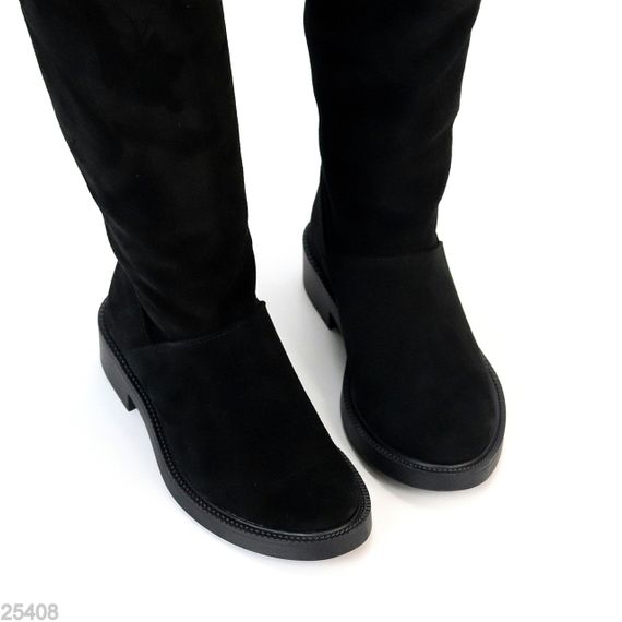 Хітові чорні чоботи труби жокейки натуральна замша на флісі | Зображення 2
