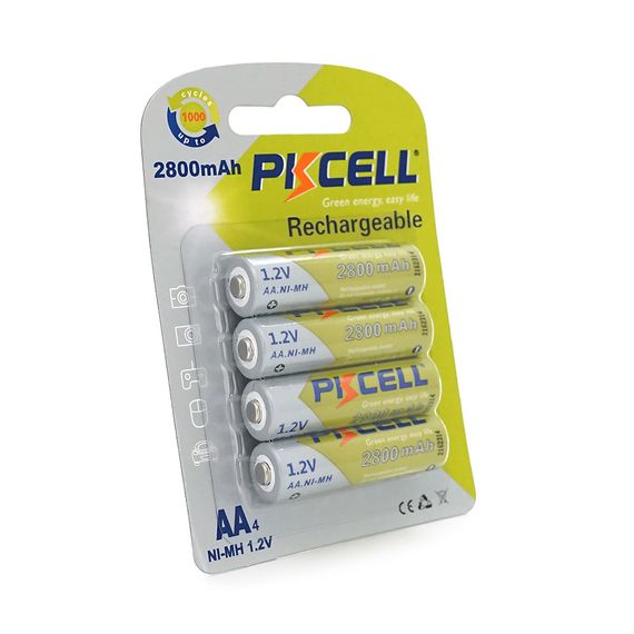 Аккумулятор PKCELL 1.2V AA 2800mAh NiMH Rechargeable Battery, 4 штуки в блистере цена по блистеру, Q12
