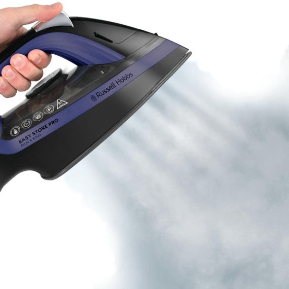 Праска Russell Hobbs Easy Store Pro, 2400Вт, 320мл, паровий удар -200гр, постійна пара - 50гр, зберігання шнура, керам. підошва, чорно-синій (26731-56) | Зображення 4