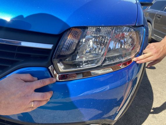 Накладки на фары (2 шт, нерж) для Dacia Logan MCV 2013-2020 гг | Зображення 1