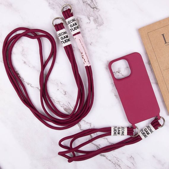Чехол TPU two straps California для Apple iPhone 12 Pro / 12 (6.1") Силікон, Червоний/Rose Red | Зображення 5