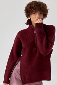 В'язана жіноча кофта з блискавками - бордо цвет, ONE SIZE (є розміри)