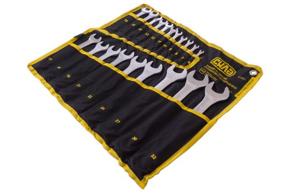 Набор ключей рожково-накидных CrV в чехле 6-19, 21,22, 24, 27, 30, 32мм (20шт) СИЛА | Зображення 1