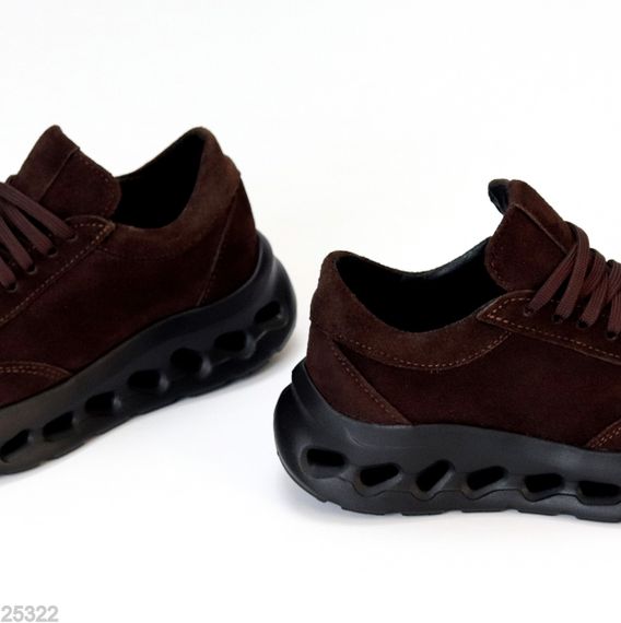 Молодіжні дизайнерські кросівки натуральна замша колір Шоколад | Зображення 2