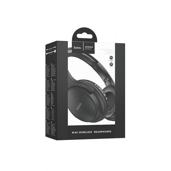 Беспроводные наушники Hoco W40 Mighty Bluetooth, беспроводные наушники с microSD, беспроводные наушники с AUX black | Зображення 1
