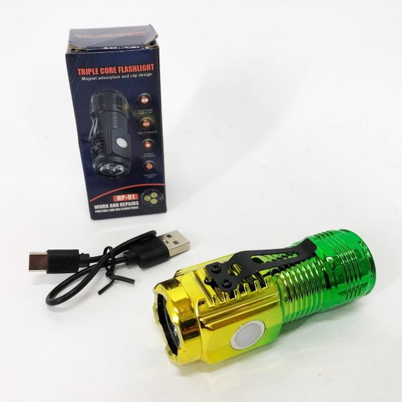 Тактический фонарь на аккумуляторе с юсб PLD-HP01-3LED, Фонарик на все случаи, Удобный ручной фонарь DO-83 | Зображення 3