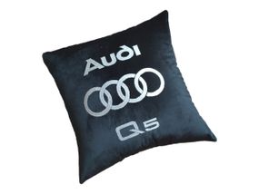 Авто Подушка c вышивкой логотипа марки Ауди Audi черный автомобилисту 00052