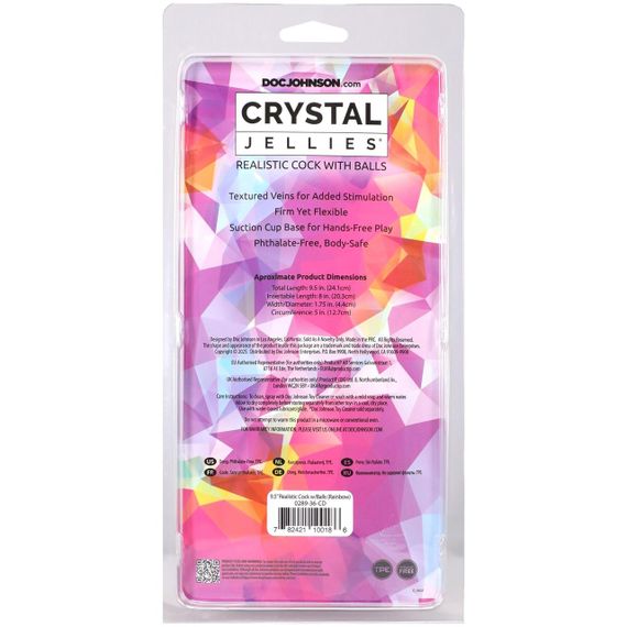 Фалоімітатор Doc Johnson Crystal Jellies - 9.5 Inch Dildo - Rainbow Sex Aura | Зображення 5