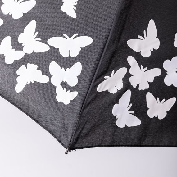 Парасолька напівавтомат з принтом міцна з поліестеру діаметр 97 см Чорна HP-23-2B | Зображення 1