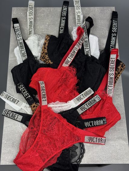 Комплект Victoria's Secret кружева без пушапа червоний kk067 | Зображення 5