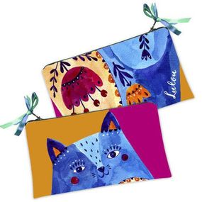 Косметичка женская Синий кот 20х12 см (K_FFL008)