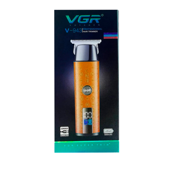 Триммер для стрижки аккумуляторный VGR V-943 ORANGE, 3 насадки, LED дисплей | Зображення 2