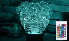 Акриловый светильник-ночник с пультом 16 цветов Мопс tty-n001421
