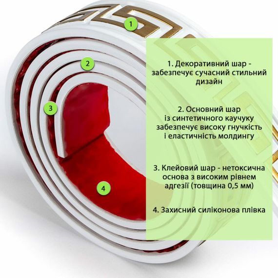Молдинг 3000х50х6 мм Білий із золотом SW-00002688 | Зображення 3