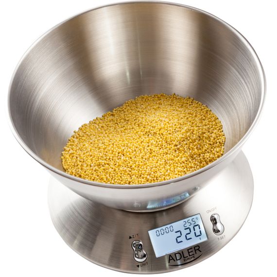 Ваги кухонні електронні Adler AD 3134 до 5 кг зі знімною чашею з нержавіючої сталі | Зображення 1