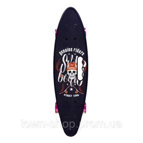 Пенни борд "Skull" 24" Bambi SC20520 с ручкой, PU колеса со светом