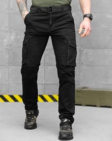 Штани карго чорні pasifik з поясом ДЛ7254